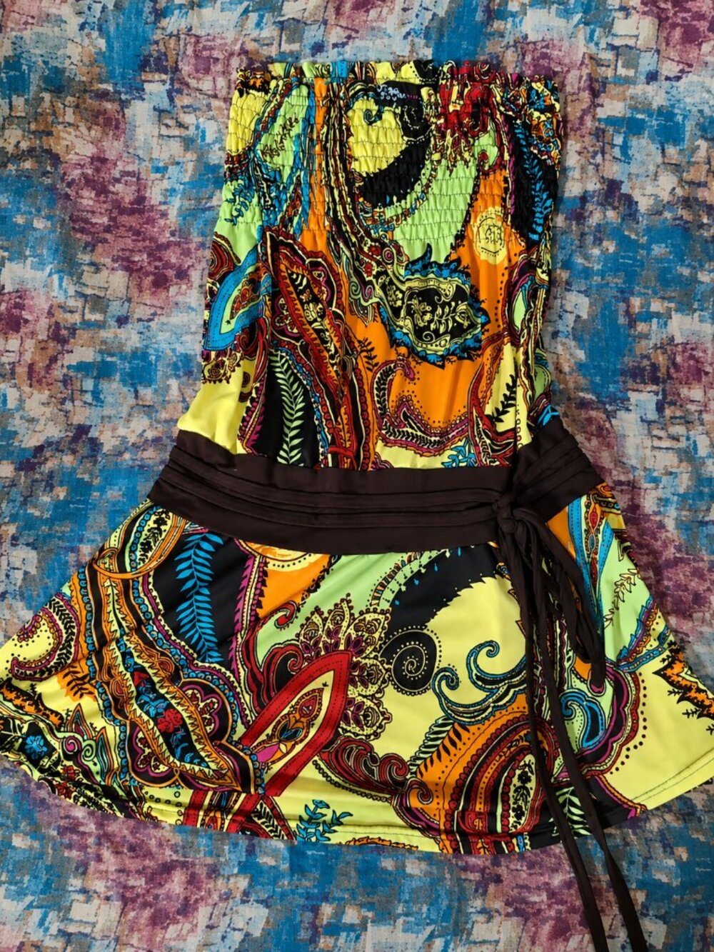 Boho Sunset — Robe bustier paisley 🌺✨